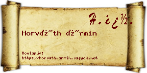 Horváth Ármin névjegykártya