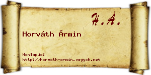 Horváth Ármin névjegykártya